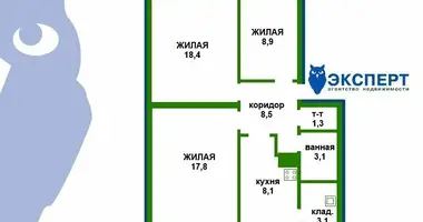 Apartamento 3 habitaciones en Minsk, Bielorrusia