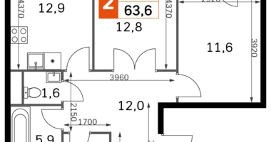 Apartamento 2 habitaciones en Moscú, Rusia