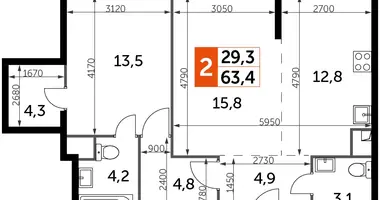 Apartamento 2 habitaciones en North-Western Administrative Okrug, Rusia