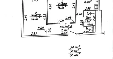 Apartamento 2 habitaciones en Vítebsk, Bielorrusia