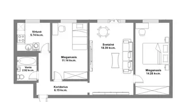 3 room apartment in Vilnius, Lithuania