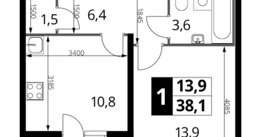 Mieszkanie 1 pokój w Nekrasovka District, Rosja