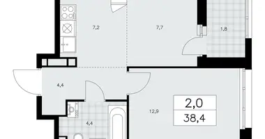 Apartamento 2 habitaciones en poselenie Sosenskoe, Rusia