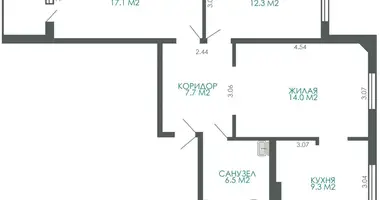 Apartamento 3 habitaciones en Minsk, Bielorrusia