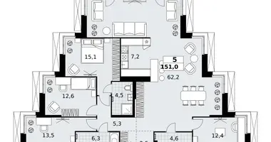 5 room apartment in Kommunarka, Russia