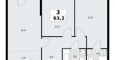 Apartamento 3 habitaciones en poselenie Sosenskoe, Rusia