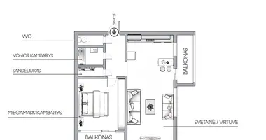 Apartamento 2 habitaciones en Vilna, Lituania