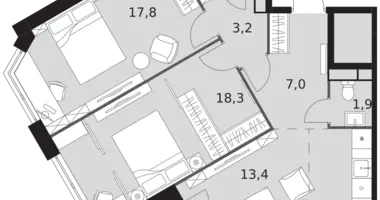 Mieszkanie 3 pokoi w Konkovo District, Rosja