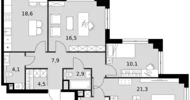 Wohnung 3 zimmer in Nordwestlicher Verwaltungsbezirk, Russland