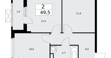 Apartamento 2 habitaciones en poselenie Sosenskoe, Rusia