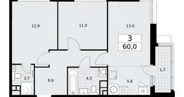 Wohnung 3 zimmer in Wnukowo, Russland