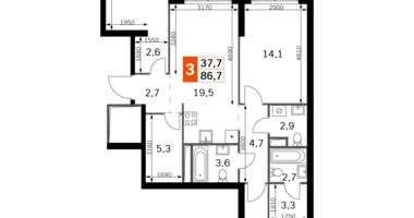 Appartement 3 chambres dans Moscou, Fédération de Russie