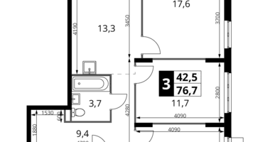 3 room apartment in Potapovo, Russia