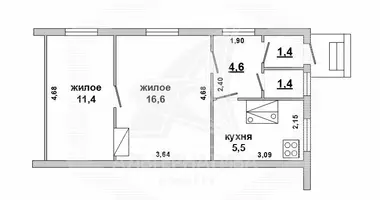 2 room apartment in Aharodnicki sielski Saviet, Belarus