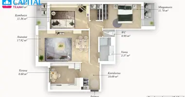 Apartamento 3 habitaciones en Ukmerge, Lituania