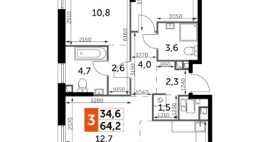 Apartamento 3 habitaciones en Moscú, Rusia