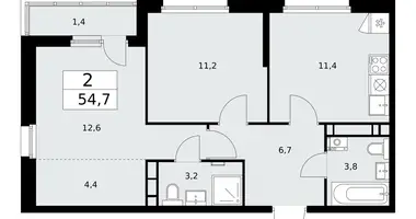 Appartement 2 chambres dans Moscou, Fédération de Russie