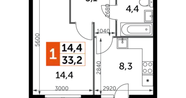 Квартира 1 комната в Развилка, Россия