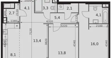 3 room apartment in Moscow, Russia