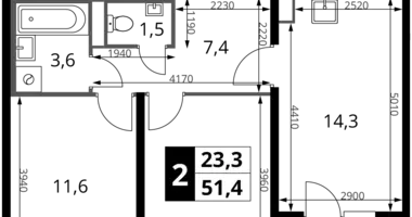 Apartamento 2 habitaciones en Potapovo, Rusia