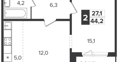 Wohnung 2 zimmer in Leninsky District, Russland