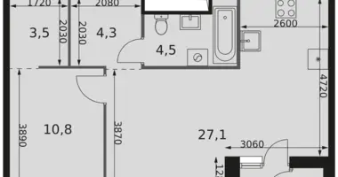Wohnung 2 zimmer in Moskau, Russland