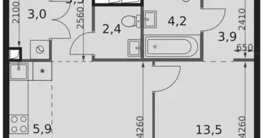 Appartement 2 chambres dans Moscou, Russie