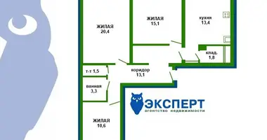 Apartamento 3 habitaciones en Baraulanski selski Savet, Belarús