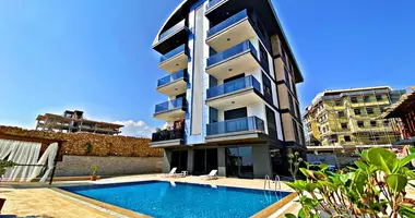 2 room apartment with parking, with sea view, with swimming pool in Alanya, Turkey