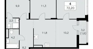 Apartamento 4 habitaciones en poselenie Sosenskoe, Rusia