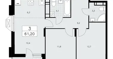 Apartamento 3 habitaciones en poselenie Sosenskoe, Rusia