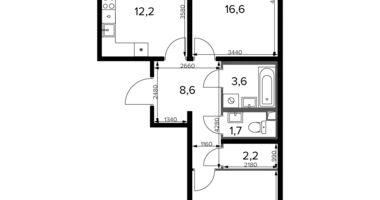 Wohnung 2 zimmer in Südwestlicher Verwaltungsbezirk, Russland