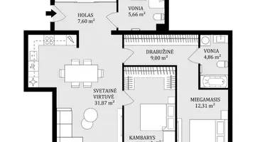 Apartamento 3 habitaciones en Kaunas, Lituania