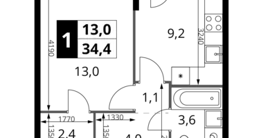 1 room apartment in Khimki, Russia