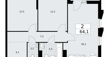 Apartamento 2 habitaciones en Troitsk, Rusia