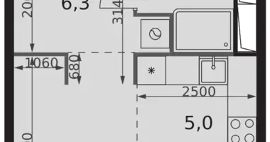 1 room studio apartment in Moscow, Russia