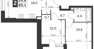 Apartamento 2 habitaciones en North-Eastern Administrative Okrug, Rusia