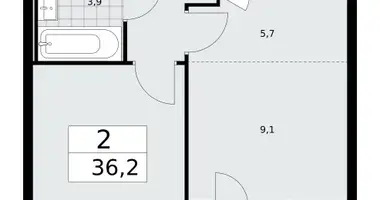 Apartamento 2 habitaciones en Moscú, Rusia