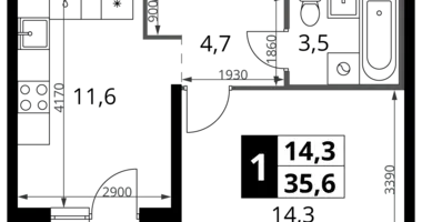 Квартира 1 комната в Ленинский район, Россия