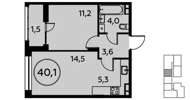 2 room apartment in Kommunarka, Russia