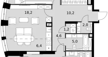 Apartamento 2 habitaciones en North-Western Administrative Okrug, Rusia