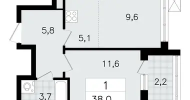 Apartamento 2 habitaciones en Vsevolozhsk, Rusia