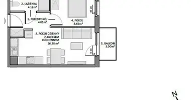 Apartamento 2 habitaciones en Danzig, Polonia