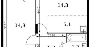2 room apartment in Sapronovo, Russia