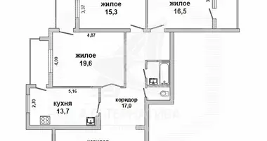 Apartamento 3 habitaciones en Brest, Bielorrusia