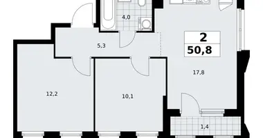 Apartamento 2 habitaciones en Troitsk, Rusia