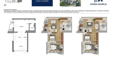 Apartamento 3 habitaciones en Minsk, Bielorrusia