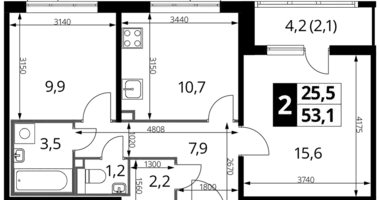 Mieszkanie 2 pokoi w Nekrasovka District, Rosja