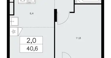 Apartamento 2 habitaciones en poselenie Sosenskoe, Rusia