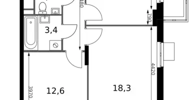2 room apartment in Sapronovo, Russia